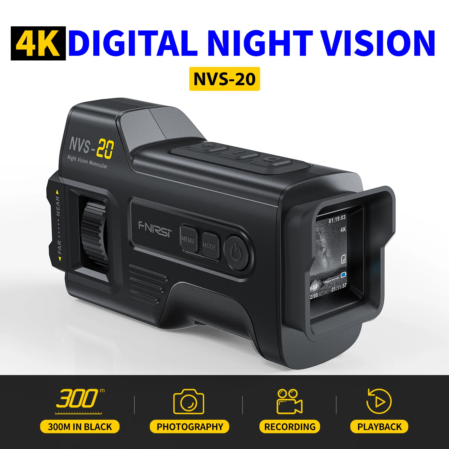 FNIRSI NVS-20 4K HD Monocular Night Vision 